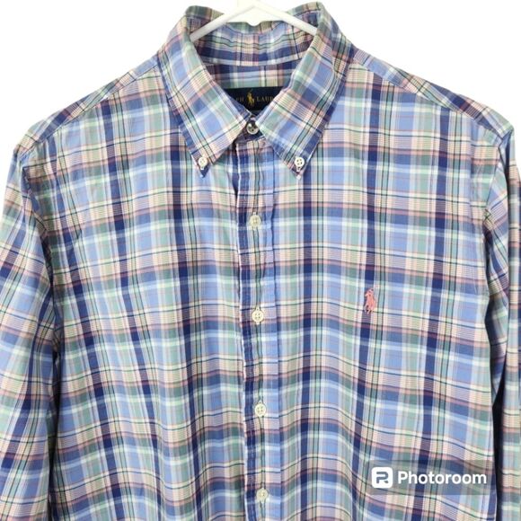 Ralph Lauren Mens Custom Fit Plaid Long Sleeve Button Down Shirt Size M - Picture 2 of 6